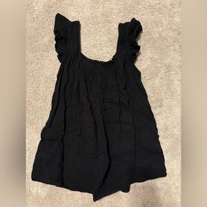 Hello MIZ Maternity Black Ruffled Strap Tank Top